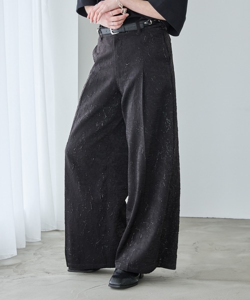 spielio 箔プリントシボ加工スラックス Spielio】Foil printed embossed slacks/ 箔プリントシボ加工