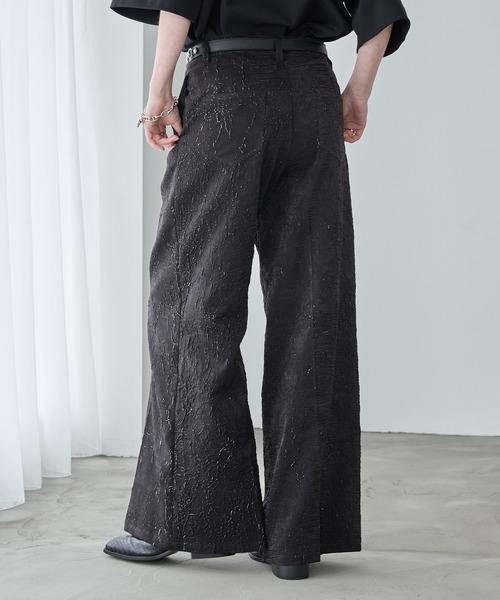 spielio 箔プリントシボ加工スラックス Spielio スラックス 「Spielio」Foil printed embossed slacks