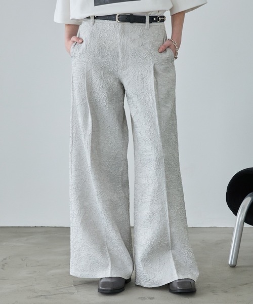 spielio 箔プリントシボ加工スラックス Spielio】Foil printed embossed slacks/ 箔プリントシボ加工