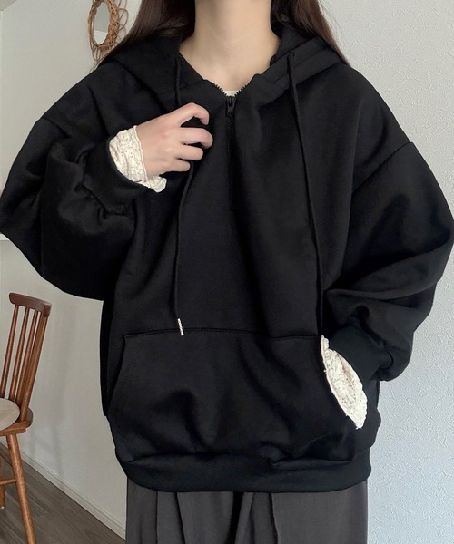 Cham. パーカー ゆるだぼハーフジップパーカー レディース : ZOZOTOWN
