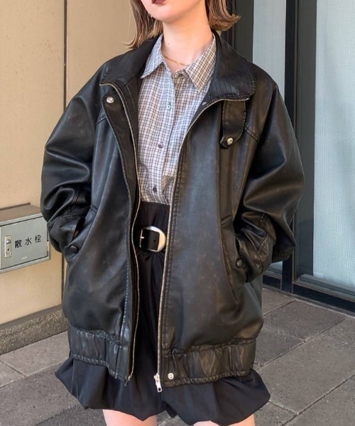 ヴィンテージレザーブルゾン　ジーナシス　新品未使用　今季新作 ジーナシス ヴィンテージ レザーブルゾン JEANASIS ブルゾン アウター