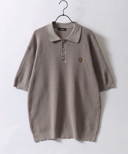 【人気Lサイズ】カサブランカ☆ワンポイント刺繍ロゴ入り総柄半袖ニットポロシャツ LYLE&SCOTT ポロシャツ Lyle ＆ Scott/ライル＆スコット ワン