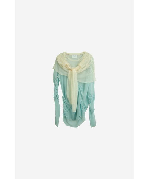 tシャツ See-through Double Gathered Top レディース