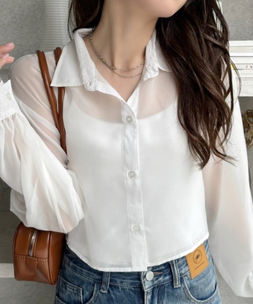 ブラウス シャツ WAIST SLIT OVER シャツ レディース MINERTE ブラウス シャツ 「MINERTE」layered stripe shirt