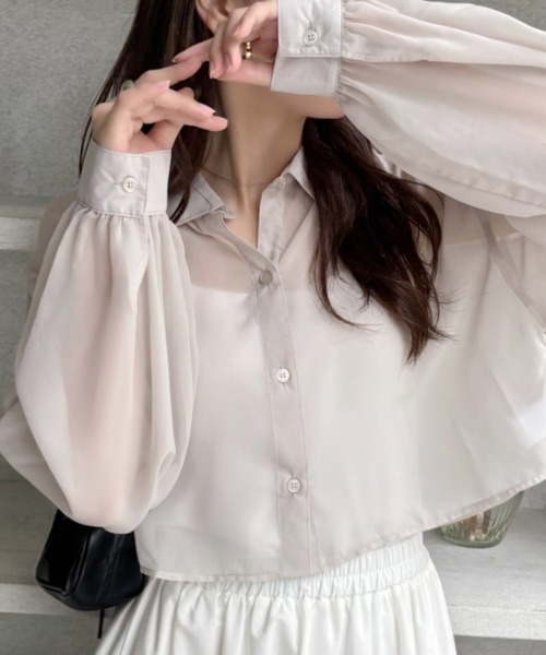 ブラウス シャツ Rose sheer blouse レディース Heather（ヘザー）の「AZATOシアーショートシャツ 194252