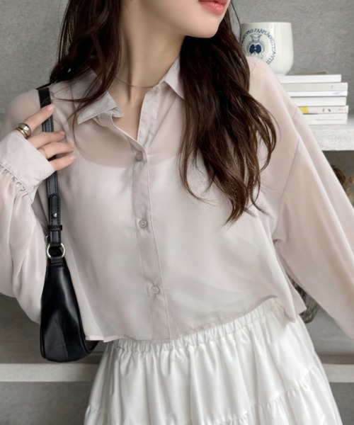 ブラウス シャツ WAIST SLIT OVER シャツ レディース MINERTE ブラウス シャツ 「MINERTE」layered stripe shirt