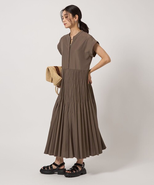 ワッシャープリーツワンピース　新品未使用　グリーンレーベルリラクシング green label relaxing ワンピース 「size SHORTあり」ワッシャー