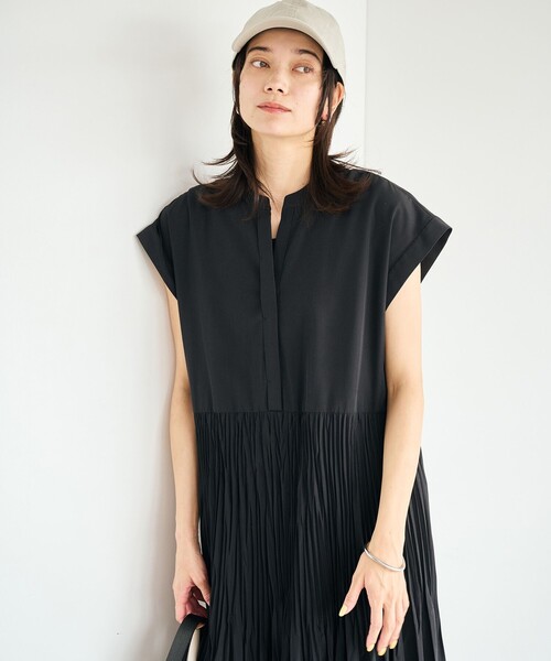 ワッシャープリーツワンピース　新品未使用　グリーンレーベルリラクシング green label relaxing ワンピース 「size SHORTあり」ワッシャー