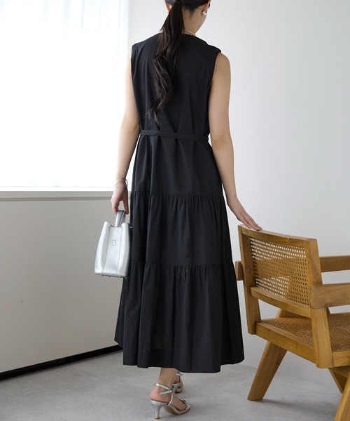 M-premier BLACK　ティアードノースリーブワンピース　36 M-premier BLACK ティアードノースリーブワンピース 36 M-premier
