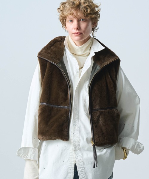ベスト ジレ 「KHA:KI / カーキ」STAND COLLAR FUR VEST レディース kha:ki ベスト ジレ 「KHA:KI / カーキ」STAND COLLAR FUR VEST