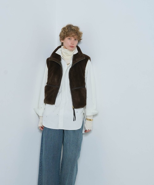 ベスト ジレ 「KHA:KI / カーキ」STAND COLLAR FUR VEST レディース kha:ki ベスト ジレ 「KHA:KI / カーキ」STAND COLLAR FUR VEST