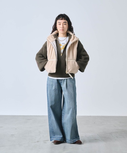 kha:ki ベスト ジレ 「KHA:KI / カーキ」STAND COLLAR FUR VEST