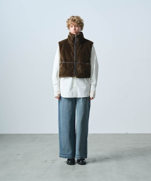 ベスト ジレ 「KHA:KI / カーキ」STAND COLLAR FUR VEST レディース kha:ki ベスト ジレ 「KHA:KI / カーキ」STAND COLLAR FUR VEST