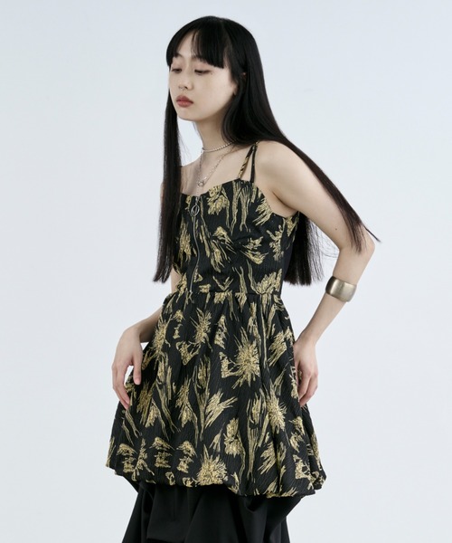 Paisley jacquard チュニックキャミブラウス　グリーン Paisley jacquard チュニックキャミブラウス グリーン
