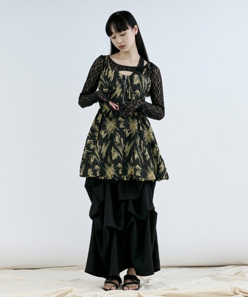 ezick  Flower jacquard  キャミチュニック Ezick（エジック）の「Flower jacquard キャミチュニック