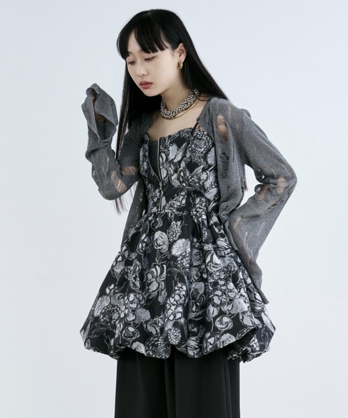 【酢】FETICO / BOTANICAL JACQUARD キャミ FETICO(フェティコ)のBOTANICAL JACQUARD CUTOUT CAMI TOP REDの