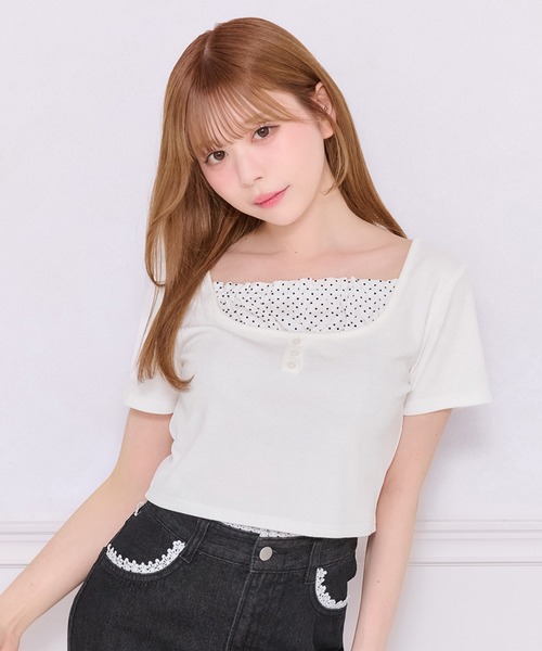 d.i.a/レイヤード風トップス apres jour（アプレジュール） tシャツ アソート柄レイヤード風