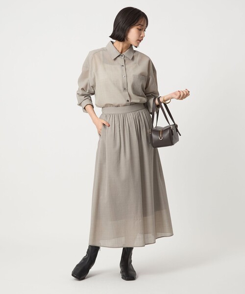 ブラウス シャツ 「size SHORTあり」ウール混ボイル シャツ -ウォッシャブル- レディース