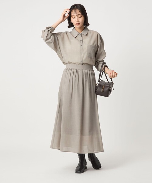 ブラウス シャツ 「size SHORTあり」ウール混ボイル シャツ -ウォッシャブル- レディース
