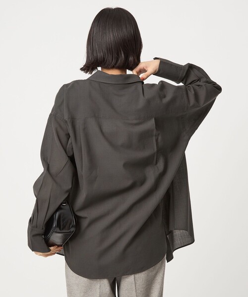 ブラウス シャツ 「size SHORTあり」ウール混ボイル シャツ -ウォッシャブル- レディース
