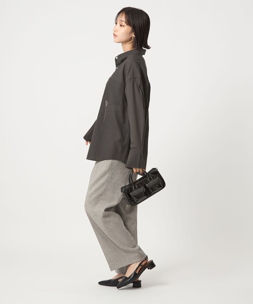 ブラウス シャツ 「size SHORTあり」ウール混ボイル シャツ -ウォッシャブル- レディース
