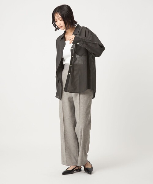 ブラウス シャツ 「size SHORTあり」ウール混ボイル シャツ -ウォッシャブル- レディース