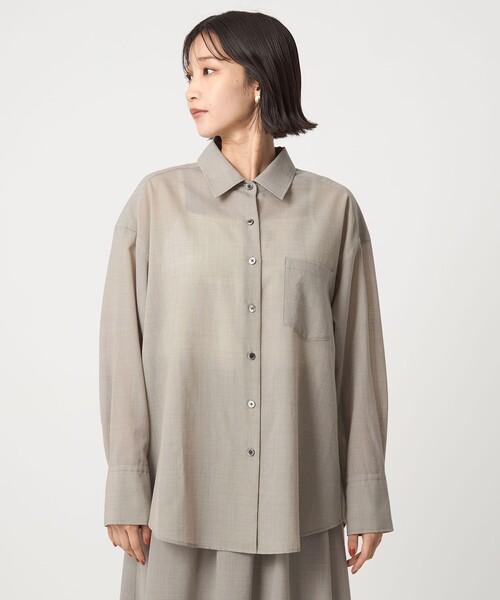 ブラウス シャツ 「size SHORTあり」ウール混ボイル シャツ -ウォッシャブル- レディース