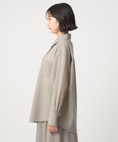 ブラウス シャツ 「size SHORTあり」ウール混ボイル シャツ -ウォッシャブル- レディース