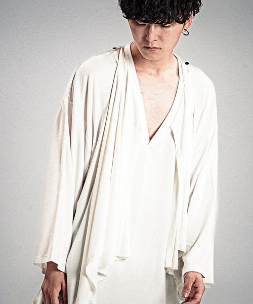 NO ID.（ノーアイディー） tシャツ 「NO ID.」Frill Stole Deep V-Neck