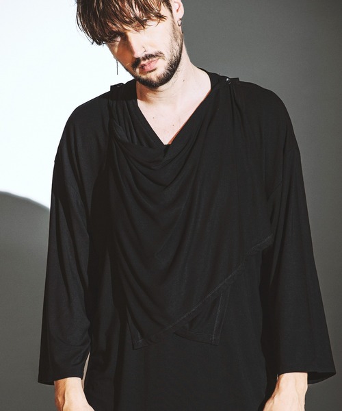 NO ID.（ノーアイディー） tシャツ 「NO ID.」Frill Stole Deep V-Neck 