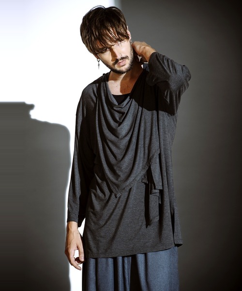 NO ID.（ノーアイディー） tシャツ 「NO ID.」Frill Stole Deep V-Neck
