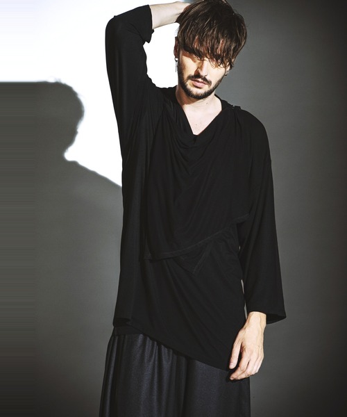 NO ID.（ノーアイディー） tシャツ 「NO ID.」Frill Stole Deep V-Neck