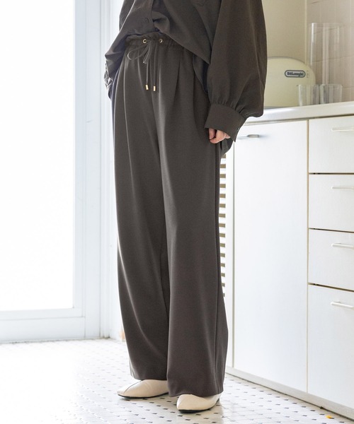 Elura（エルーラ） ワイドパンツ パンツ サマ見えリラクシーセミワイド