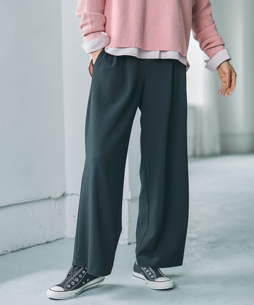 Elura（エルーラ） ワイドパンツ パンツ サマ見えリラクシーセミワイド