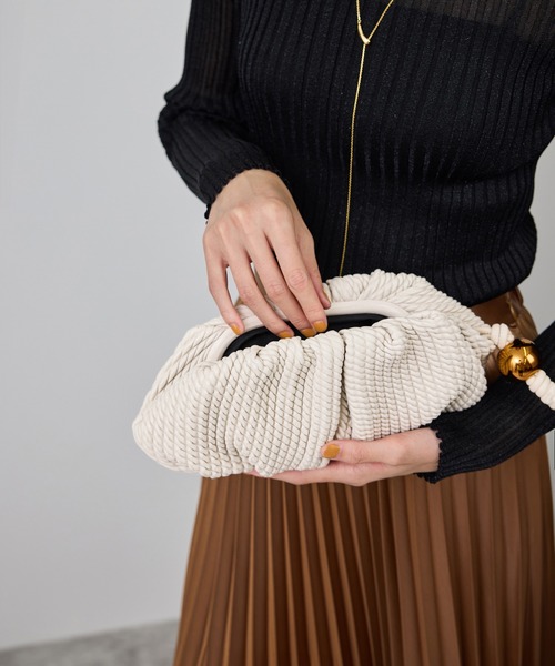 ROPE'（ロペ） クラッチバッグ パーティーバッグ ラムレザーロープ柄