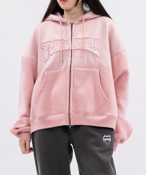 THRASHER ロゴプリント パーカー ピンク　ゾゾタウン完売品 THRASHER（スラッシャー） パーカー 「at」「THRASHER/スラッシャー