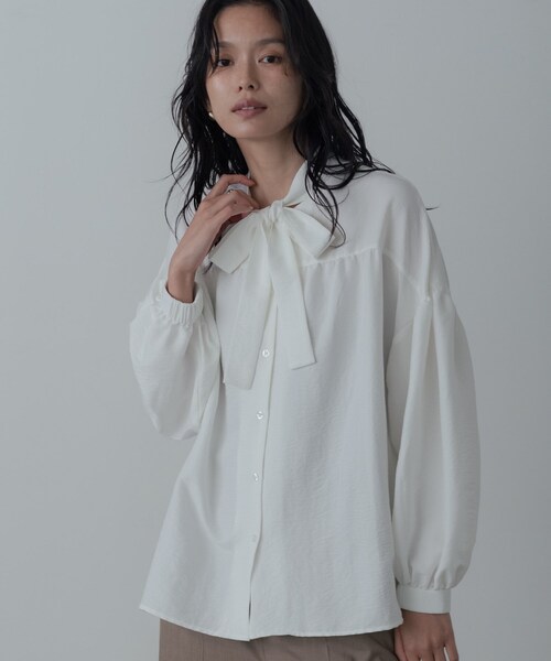 INDIVI GALLEST ブラウス シャツ ピーチタッチボウタイブラウス
