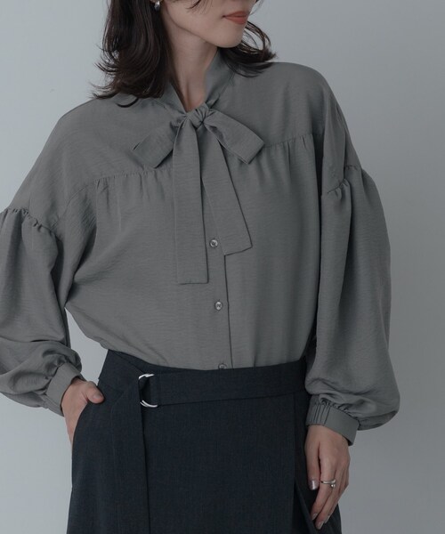 INDIVI GALLEST ブラウス シャツ ピーチタッチボウタイブラウス