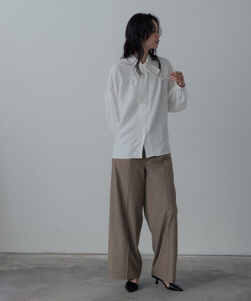 INDIVI GALLEST ブラウス シャツ ピーチタッチボウタイブラウス