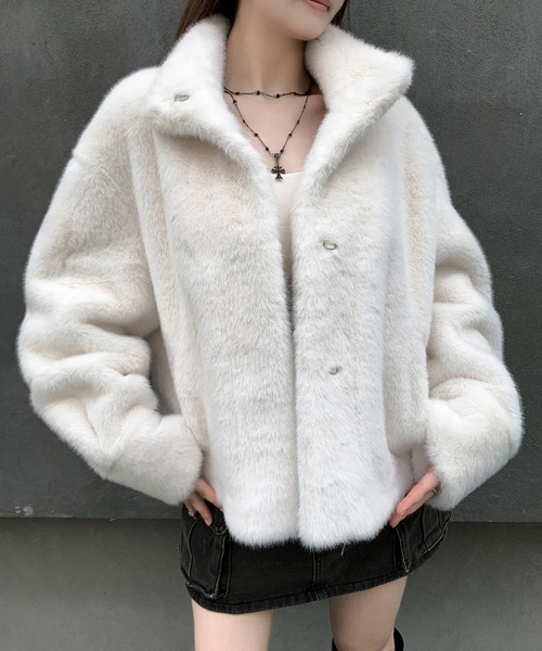 VEILA コート アウター フェイクファーボリュームジャケット