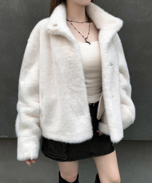 VEILA コート アウター フェイクファーボリュームジャケット