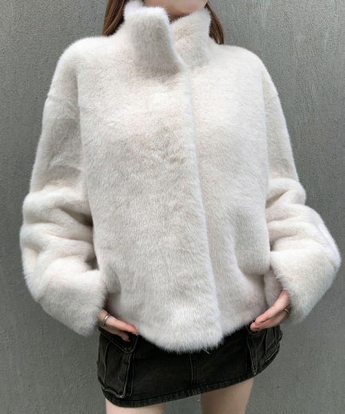 VEILA コート アウター フェイクファーボリュームジャケット