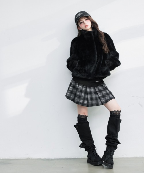 VEILA コート アウター フェイクファーボリュームジャケット