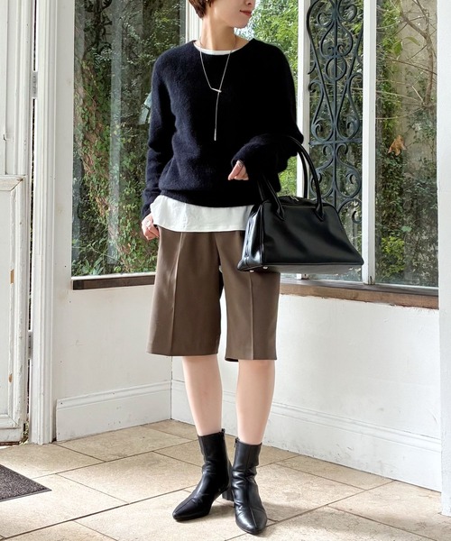 mysty woman（ミスティウーマン） パンツ タックバミューダハーフ