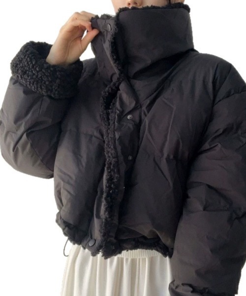 美品 L リバーシブル コロンビア 短丈 中綿 ダウンジャケット ボアジャケット ブルゾン アウター リバーシブル ボア ショート丈 中綿ジャケット