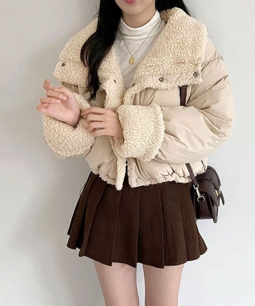 ブルゾン アウター リバーシブル ボア ショート丈 中綿ジャケット