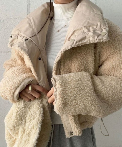 美品 L リバーシブル コロンビア 短丈 中綿 ダウンジャケット ボアジャケット Columbia（コロンビア） ブルゾン アウター 撥水 通勤対応 Columbia