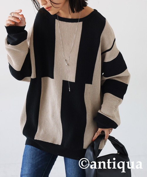 「antiqua」 ニットワンピース ONESIZE グレー系その他 レディース_画像3