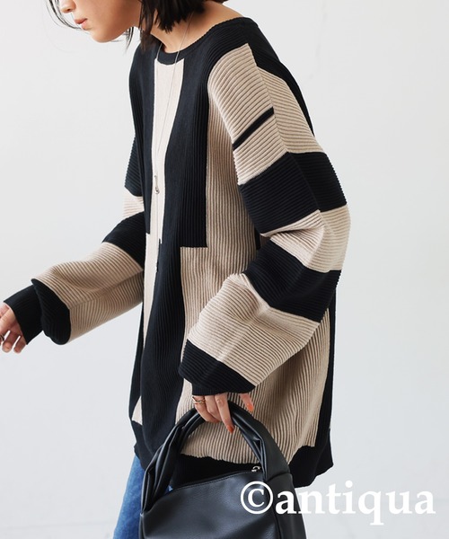 「antiqua」 ニットワンピース ONESIZE グレー系その他 レディース_画像4