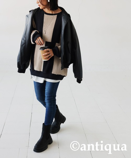 「antiqua」 ニットワンピース ONESIZE グレー系その他 レディース_画像6